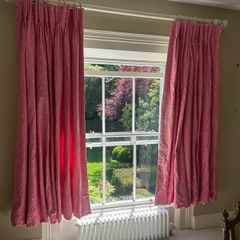 Pink Polkadot Interlined Curtains