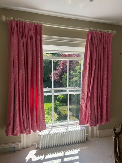 Pink Polkadot Interlined Curtains