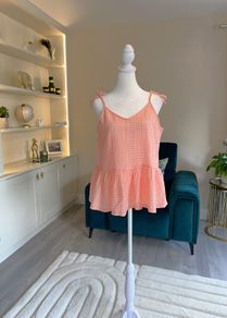 Ladies Orange & White Checkered String Top from Pepco