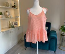 Ladies Orange & White Checkered String Top from Pepco