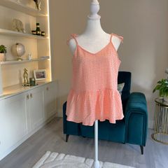 Ladies Orange & White Checkered String Top from Pepco