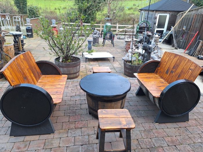 Oak barrel garden furniture
