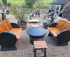 Oak barrel garden furniture