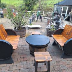 Oak barrel garden furniture