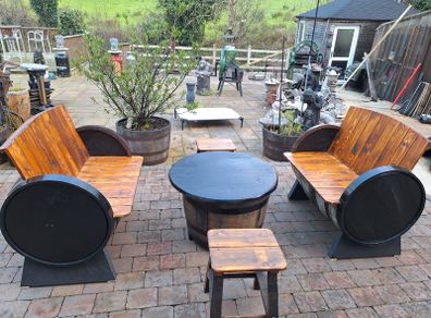 Oak barrel garden furniture