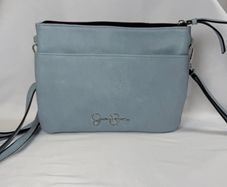 Jessica Simpson Crossbody Bag Womens Small Blue Cream Triple Zip Colorblock