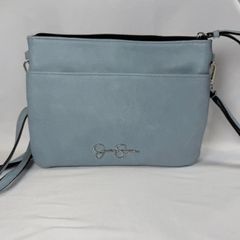 Jessica Simpson Crossbody Bag Womens Small Blue Cream Triple Zip Colorblock