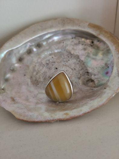 Sterling Silver And Amber Ring