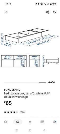 IKEA Double Bed Songesand with drawers