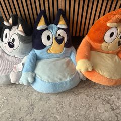 3 plush soft bluey chairs
