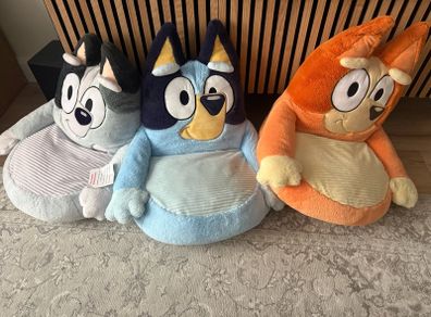 3 plush soft bluey chairs