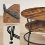 Industrial Round Coffee Table with Shelf Image 4