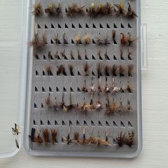 flyfishing flies patterns collected while fishing in international competition abroad. 100 flies for 70 euro all are majority of patterns unused..works out at 70 cents a fly