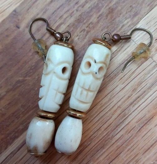 Carved  Halloween bone earrings