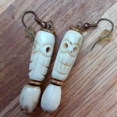 Carved  Halloween bone earrings