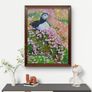 Puffin in the Sea Pinks | oil painting | framed Image 3