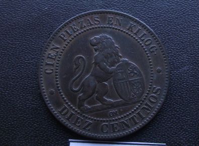1870 Spain. 10 Centimos. Nice condition!