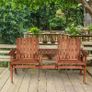 2-Seater Fir Wood Bench w/ Centre Table Image 9