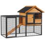 Rabbit Hutch Guinea Pig Hutch Wood-metal Elevated Guinea Pig House Pet Bunny Cage for Outdoor 122 x 63 x 92cm Light Yellow Image 2