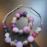 Necklace and bracelet jewelry set purple Image 2