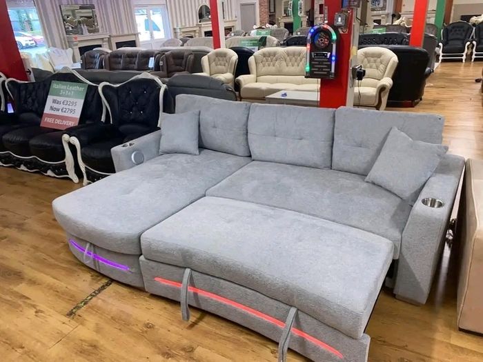 New Dallas Grey & Beige Fabric Electric Sofa Bed