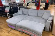 New Dallas Grey &amp; Beige Fabric Electric Sofa Bed
