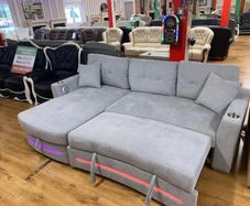 New Dallas Grey & Beige Fabric Electric Sofa Bed