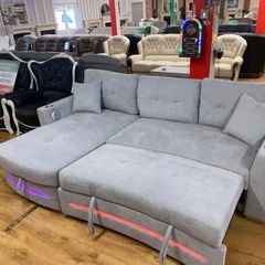 New Dallas Grey & Beige Fabric Electric Sofa Bed