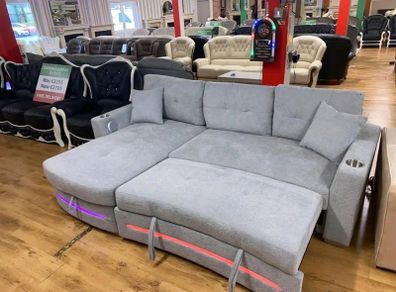 New Dallas Grey & Beige Fabric Electric Sofa Bed