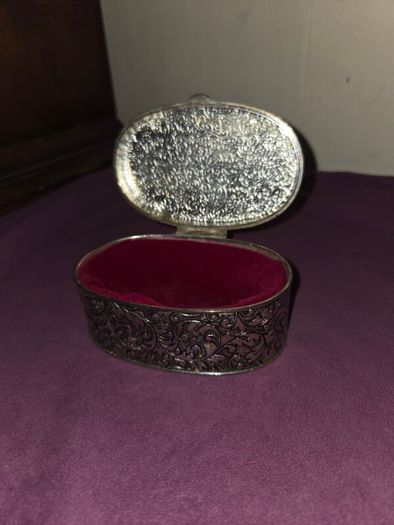 1970's Silver plate oval jewellery box