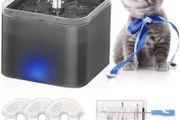 Cat Water Fountain, 2L Automatic Electric Flower Style Dispenser with LED Water Level Window and Replaceable Filter