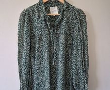 Part Two Green Print Blouse Sz 42 /14 Uk J1