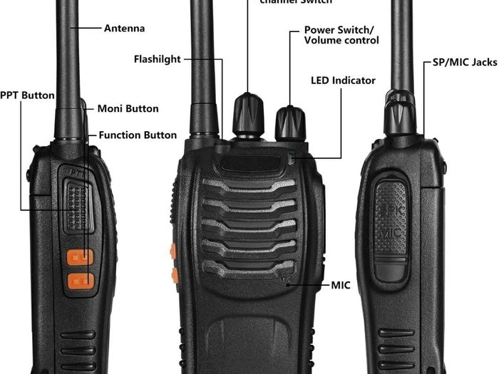 2PCS Walkie Talkie USB power Rechargeable Walkie Talkies Long Range Two-Way Radio Walky Talky with Earpieces 16CH Handheld Transceiver with LED Light for Field Survival Biking Hiking