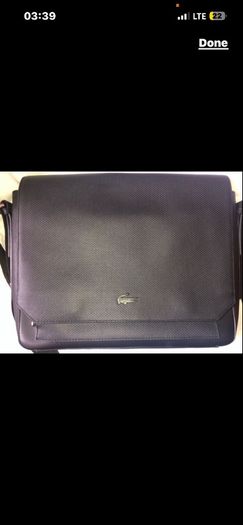 Lacoste leather shoulder messenger laptop Cross Body Travel Work Bag