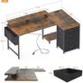Corner Desk with Drawers, L Shaped Computer Desk 140x80cm with USB Charging Image 2