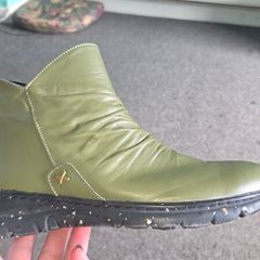 Leather ankle boots - Khaki-olive-green