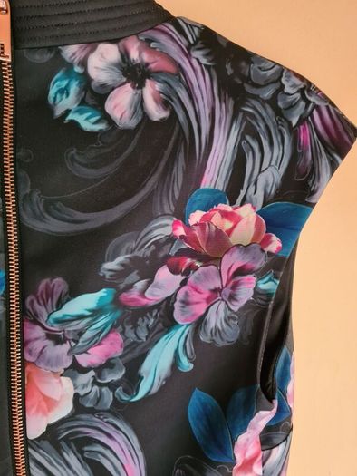 TED BAKER MARCELA black oriental floral dress midi Size 2 UK 10