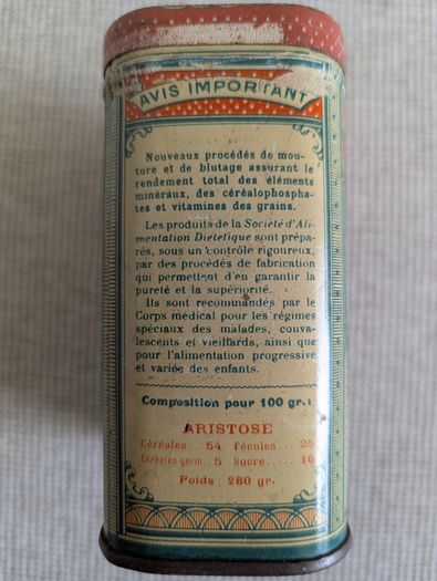 Vintage 1930s French Aristose Jammet Advertising Tin Paris
