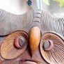 mid century hand carved hardwood owl mirror Image 10