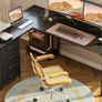 Corner Desk with Drawers, L Shaped Computer Desk, 135 x 100 cm, Black  Reversible Office Desk with Power Outlets & USB Ports, PC Work Desk with Storage, Host Stand & Hooks, Home Office and Gaming Image 2