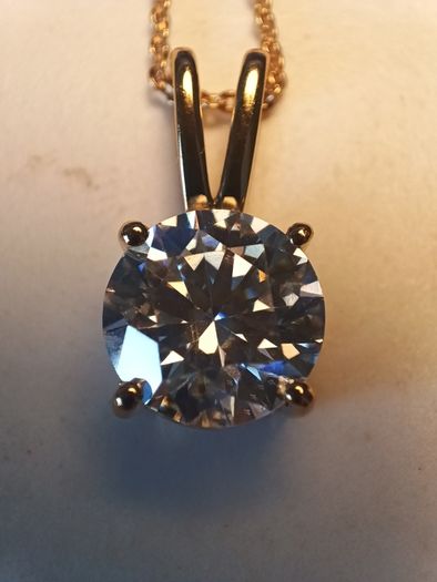 2.5ct. Moissanite Solitaire Pendant and Chain