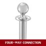 4 Pack Retractable Silver Round Top Stanchion Post Queue Crowd Control Barrier Posts Line Pole with 1.5M Red 2 Velvet Rope Image 4