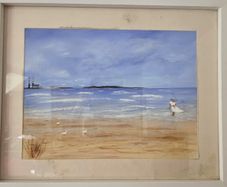 Vintage Oil Painting Sandymount Strand Signed Irish Artist