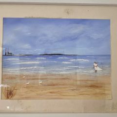 Vintage Oil Painting Sandymount Strand Signed Irish Artist