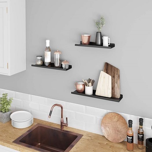 New Set of 3 Black Metal Floating Shelves - FREE P&P