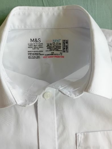 2 M&S Skinkind Cotton Shirts Age 11-12
