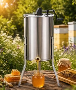 Manual Honey Extractor, 4/8 Frames Honey Spinner Extractor, Stainless Steel Beekeeping Extraction, Honeycomb Drum Spinner with Lid, Apiary Centrifuge Equipment with Height Adjustable Stand