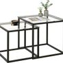 Coffee Table, Set of 2, Modern Living Room Table, Glass Coffee Table, Small, Side Table, Sofa Table, Coffee Table for Living Room, Bedroom, Office, 50/45 cm, Black Image 2