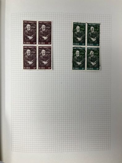 1965-74 Ireland used written up on spring back pages including some varieties/ errors in spring back album. Includes loads of spare pages. Note 66 rising set and MacCurtain & MacSweeney sets.