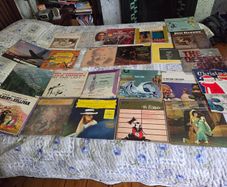 Sellection of vintage LPs and gramophone records